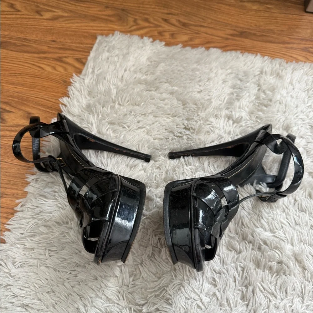 Saint Laurent Black Patent Leather Platform Heels - Picture 3 of 8